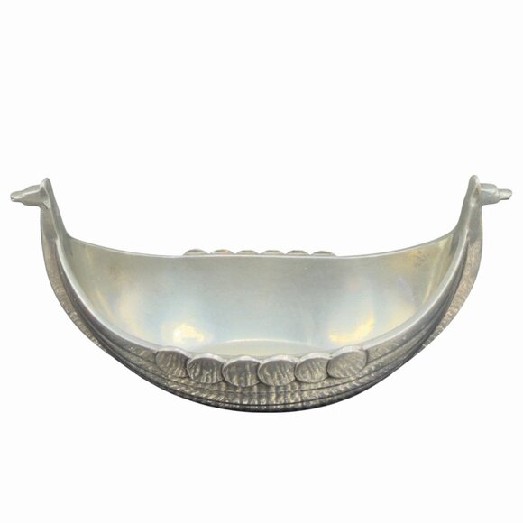 Just Andersen Danmark No 1109 Signed Pewter Viking Ship Salt Cellar Denmark VTG - Picture 1 of 11